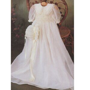 Strasburg Ivory Smocked Heirloom Gown Silk Organza Bonnet Special Occasion RARE